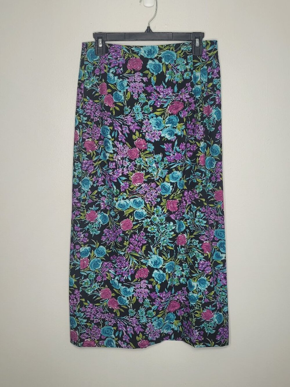 Briggs bright flower print grunge bold artsy whimsy straight skirt midi maxi 8